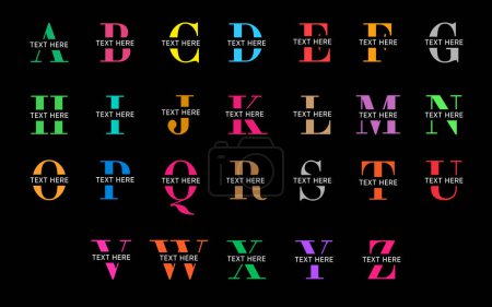 Téléchargez les photos : Élégante police de typographie A à Z pour les dessins de logo Lettres alphabétiques créatives - en image libre de droit