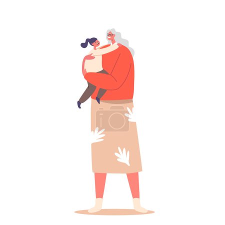 Ilustración de Alegre abuela sosteniendo las manos abrazando niña, abuela abrazar nieta. Personajes de la familia feliz Amor, Escaparatismo, Mujer y Niño Mayores. Dibujos animados Gente Vector Ilustración - Imagen libre de derechos
