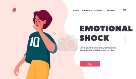 Illustration for Emotional Shock Landing Page Template. Astonished Female Character Mental Shock Emotion. Surprised Young Woman with Amazed Shocked Face, Unexpected Reaction. Cartoon People Vector Illustration - Royalty Free Image