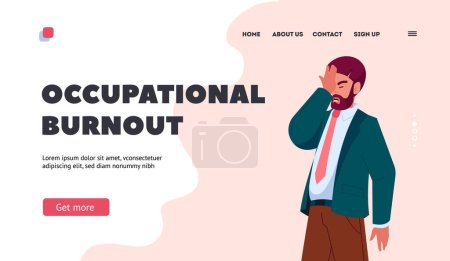 Illustration for Occupational Burnout Landing Page Template. Adult Man Shocked or Confused Emotion. Astonished Male Character Stunned or Shock Expression. Person Unpleasant Surprise. Cartoon People Vector Illustration - Royalty Free Image