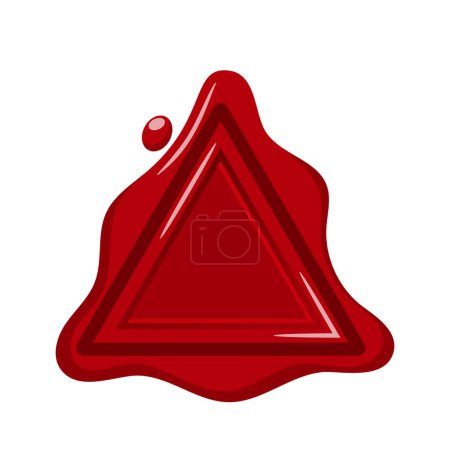 Illustration for Triangular Wax Seal Stamp. Retro Label, Isolated Red Certificate Tag, Document, Letter, Envelope Protection And Certification Guarantee, Quality Mark, Mail, Postage. Cartoon Vector Illustration - Royalty Free Image
