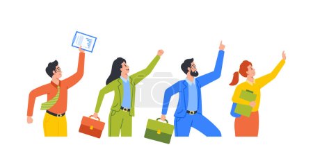 Business Characters Run, People Late in Office, Anxious Business Men or Women Hurry at Work due to Oversleep or Traffic Jam. Stress Work Situation Concept. Cartoon Vector Illustration