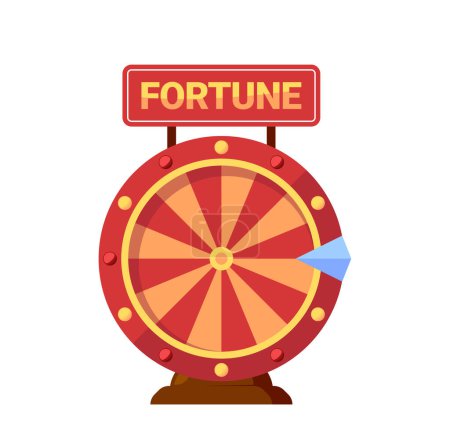 Téléchargez les illustrations : Fortune Spinning Wheel For Online Promotion Events. Concept Of Gamble Games, Online Casino, Winning Discount, Jackpot Prize, Gambling Industry Isolated on White Background Vector Illustration, Icon - en licence libre de droit