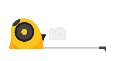 Téléchargez les illustrations : Tape Measure Manual Tool Isolated on White Background Icon. Measuring Instrument for Construction Site Industrial Equipment to Checkup Distance, Workshop Object. Cartoon Vector Illustration - en licence libre de droit