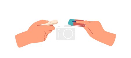 Illustration for Human Hands Holding Erasers Isolated on White Background. Concept Of Writing Erasing, Mistakes Correction, Back to School, Use of Office Stationery and Education. Cartoon Vector Illustration - Royalty Free Image