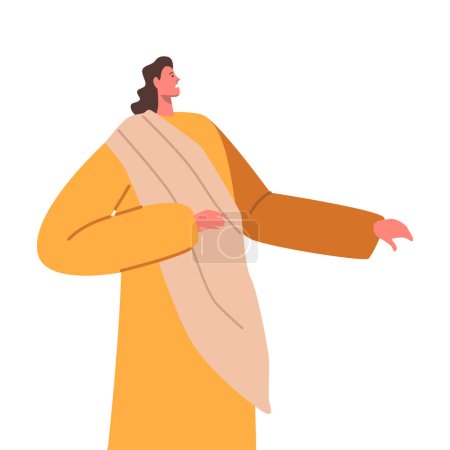 Illustration for Biblical Apostle One of Twelve Individuals Chosen By Jesus Christ To Spread The Gospel And Teachings Of Christianity. Christian Important Figure In History Of The Faith. Cartoon Vector Illustration - Royalty Free Image