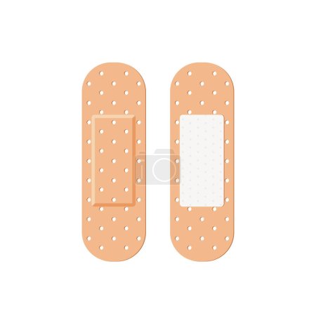 Illustration pour Medical Plaster, Bactericidal Adhesive Tape Isolated On White Background. First Aid For Small Wounds and Abrasions. Icon for Health Care, Healing Themes. Cartoon Vector Illustration - image libre de droit