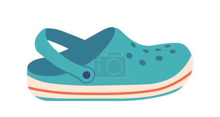 Ilustración de Crocks Shoes Icon, Clogs aislados hechos de caucho o material de espuma con diseño deslizante y suela resistente. Calzado para actividades al aire libre o desgaste casual, zapatos prácticos impermeables para uso diario - Imagen libre de derechos