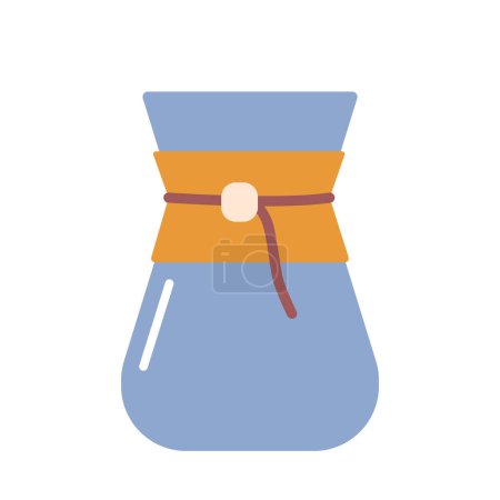 Illustration for Chemex Coffee Maker Isolated on White Background. Glass Vessel With Conical Shape And Wooden Collar Elegant Design Is Used To Brew Coffee Through A Paper Filter. Cartoon Vector Illustration - Royalty Free Image