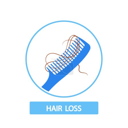 Illustration for Hair Comb With Strands Of Hair Entangled Within The Bristles, Indicating Hair Loss Or Damage. Promote Hair Care Products Or Illustrate Effects Of Certain Medical Conditions On Hair Health. Vector Icon - Royalty Free Image