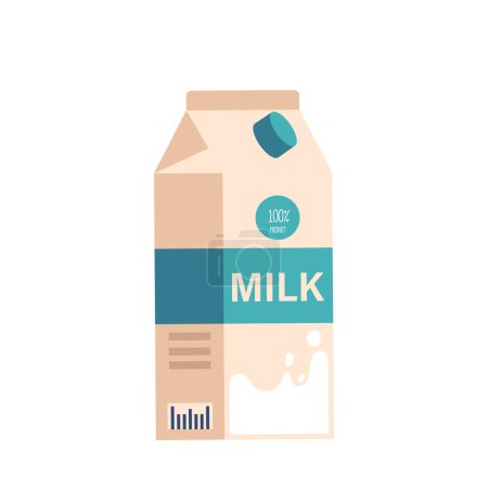 Illustration for Paper Milk Package, Eco-friendly Box Used In Dairy Industry. Recyclable, Biodegradable Pack Provides Convenient, Lightweight Option For Milk Storage And Transportation. Cartoon Vector Illustration - Royalty Free Image