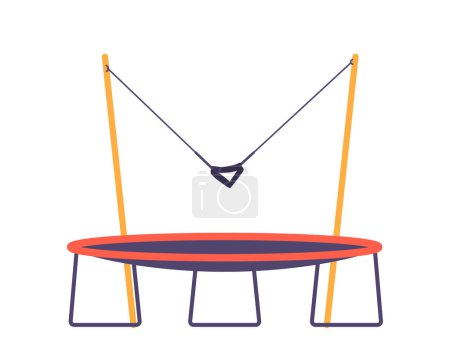 Illustration for Trampoline, Elastic Fabric Stretched Over A Metal Frame, Designed To Provide An Enjoyable Bouncing Experience, Outdoor Activities, Fitness, And Entertainment. Cartoon Vector Illustration - Royalty Free Image