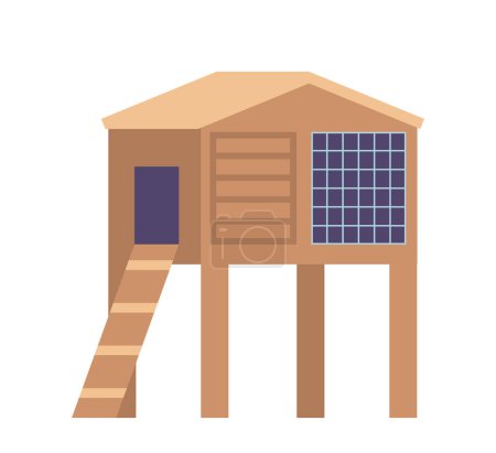 Illustration for Chicken Coop, Shelter For Domesticated Chickens with Nesting Boxes, Perches, And Roof, Providing Safe And Secure Environment For Egg-laying And Roosting. Agricultural Farm Cartoon Vector Illustration - Royalty Free Image