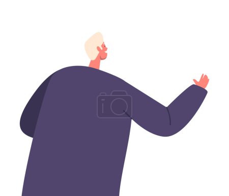 Ilustración de Hombre alegre saludando con la mano aislada sobre un fondo blanco, personaje masculino saludando a alguien con entusiasmo y calidez, esparciendo positividad y alegría. Dibujos animados Gente Vector Ilustración - Imagen libre de derechos