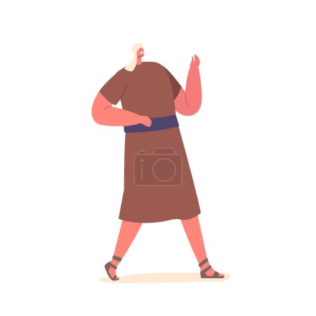 Photo for Cheerful Ancient Israelite Man Standing Full Height Isolated on White. Religious Or Spiritual Significance Of Judaism, Traditional Male Personage. Cartoon People Vector Illustration - Royalty Free Image