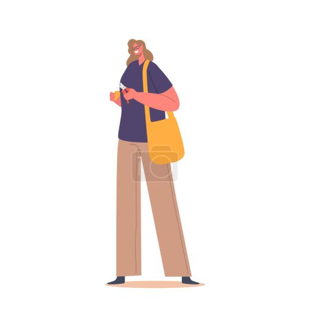 Illustration for Woman Stands Confidently With Cutters Tool In Hand, Ready To Tackle Any Project That Comes Her Way With Skill And Precision. Female Character Buying Instrument. Cartoon People Vector Illustration - Royalty Free Image