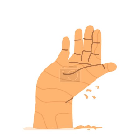 Illustration for Rough, Raw, And Incomplete Wooden Sculpture of Human Hand or Palm Bears The Marks Of The Makers Chisel, With Its Grain Exposed And Its Edges Unrefined Isolated On White. Cartoon Vector Illustration - Royalty Free Image