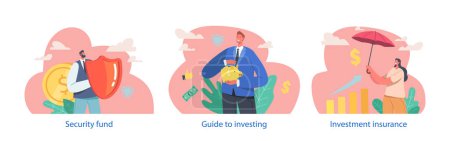 Illustration for Investment Guide With Instructions For Beginners. Covers Various Types Of Investments Including Stocks, Bonds And Mutual Funds. Offers Strategies For Building Diverse Portfolio And Maximizing Returns - Royalty Free Image
