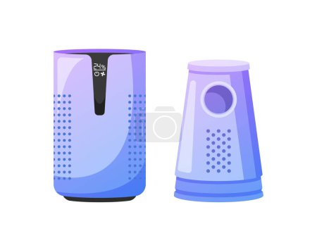 Illustration for Moisturizers And Drainers Of Air Devices Regulate Moisture And Prevent Dryness Or Excessive Moisture In The Air, Achieving Balanced Indoor Humidity Levels. Cartoon Vector Illustration - Royalty Free Image