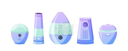 Illustration for Moisturizers And Drainers Of Air Are Employed To Maintain Balanced Indoor Humidity Levels. They Regulate Moisture And Prevent The Air From Being Too Dry Or Too Humid. Cartoon Vector Illustration - Royalty Free Image