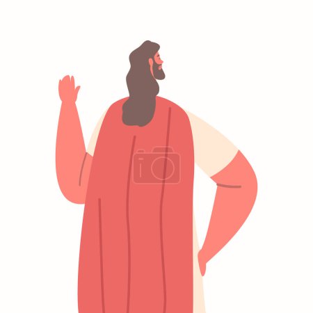 Illustration for Jesus Christ Character Standing In Refusal Pose, With A Serious Expression, And Eyes Looking Straight Ahead, Conveying Strength And Conviction In His Beliefs. Cartoon People Vector Illustration - Royalty Free Image