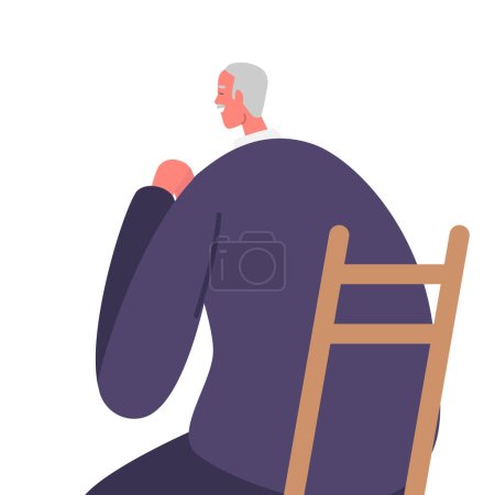 Illustration for Senior Man In Prayer, Seeking Solace, Spiritual Connection, And Guidance From A Higher Power. Wise, Devout Character with Folded Hands and Closed Eyes, Isolated. Cartoon People Vector Illustration - Royalty Free Image