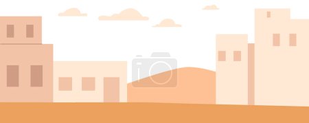 Ancient Town Background. Rustic, Historic Setting With Traditional Buildings, Narrow Streets And Alleys. Ancient Landmark, Landscape Related to Culture And History. Cartoon Vector Illustration