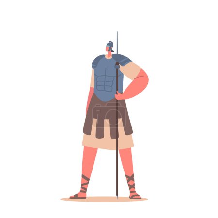 Ilustración de Disciplinado y formidable, el personaje del soldado romano equipado con armadura, casco y lanza. Entrenados en combate y tácticas, formaron la columna vertebral del poderoso imperio romano, ilustración - Imagen libre de derechos