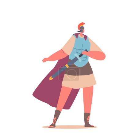 Illustration for Roman Soldier Character Disciplined And Highly Trained, Equipped With Armor And Weapons. Backbone Of The Roman Army, Enforcing Roman Rule And Conquering Territories. Cartoon People Vector Illustration - Royalty Free Image
