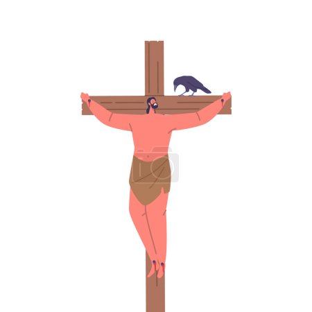 Illustration for Gestas Biblical Character or Bad Thief Was Crucified Alongside Jesus, Known For His Criminal Acts. His Crucifixion Is Significant Event In Christian Tradition Symbolizing Redemption And Forgiveness - Royalty Free Image