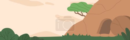 Illustration for The Tomb Where Jesus Was Buried Is A Significant Site In Christianity, Representing The Place Of His Crucifixion And Resurrection. Cartoon Background Landscape. Vector Illustration - Royalty Free Image