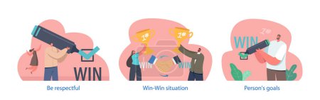 Illustration for Win-win Situation Is A Mutually Beneficial Outcome Where All Parties Involved Gain And Achieve Their Desired Objectives, Resulting In A Positive And Satisfactory Resolution For Everyone. Illustration - Royalty Free Image