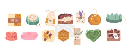 Illustration for Artisanal Soap Crafted With Using Natural Ingredients, Essential Oils, And Botanicals. Each Bar Is Uniquely Handcrafted, Providing A Luxurious Cleansing Experience That Nourishes And Rejuvenates Skin - Royalty Free Image