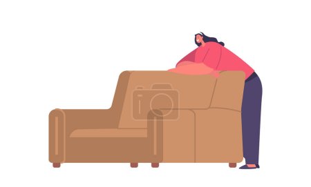 Illustration for Relaxed Woman Reclining On A Comfortable Sofa, Exuding Tranquility And Contentment In A Serene Setting. Female Character Isolated on White Background. Cartoon People Vector Illustration - Royalty Free Image