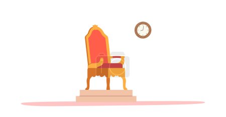 Illustration for Empty Throne, Regal Seat Of Power, Adorned With Ornate Carvings And Luxurious Materials. Symbolizes Authority, Prestige, And Sovereignty. Cartoon Vector Illustration - Royalty Free Image