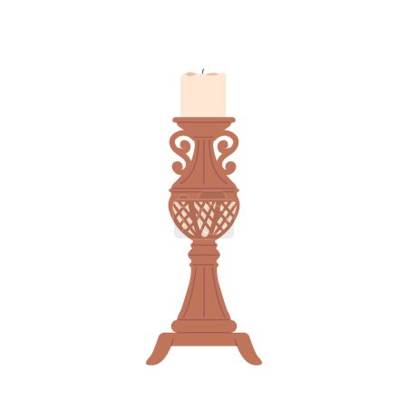 Illustration for Elegant Candleholder Exuding Sophistication, Featuring A Sleek Design And Crafted With High-quality Materials. Perfect For Creating A Warm And Inviting Atmosphere. Cartoon Vector Illustration - Royalty Free Image