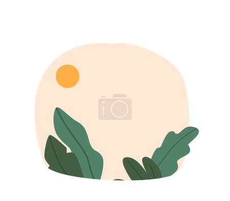 Illustration for Serene Landscape Showcasing Vibrant Beauty Of The Sun Shining Upon Lush Green Leaves, Creating A Harmonious And Refreshing Natural Scenery. Isolated Icon, Design Element. Cartoon Vector Illustration - Royalty Free Image