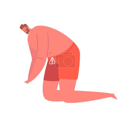 Illustration for Beach Guard Male Character Doing Cpr. Lifesaving Technique Performed By Trained Beach Guard To Provide Emergency Aid And Potentially Saving Lives. Cartoon People Vector Illustration - Royalty Free Image