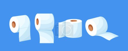 Illustration for Soft, Absorbent, And Essential For Hygiene, Toilet Paper Is A Common Household Item Used For Personal Care And Sanitation Purposes In Bathrooms Around The World. Cartoon Vector Illustration - Royalty Free Image