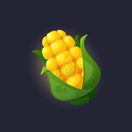 Illustration for Cartoon Corn Cob Icon For Casual Games. Eye-catching Design And Playful Elements Make It A Fun And Engaging Choice. Fresh and Raw Maize Plant, Vibrant Graphic element. Vector Illustration - Royalty Free Image