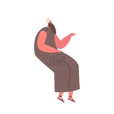 Ilustración de Hombre israelita barbudo representado con ropa tradicional y sandalias sentado en una relajada postura de oyente. Sermón de escucha de personajes masculinos antiguos aislados. Dibujos animados Gente Vector Ilustración - Imagen libre de derechos