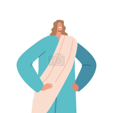 Illustration for Biblical Apostle, Disciple Of Jesus Christ Who Spread His Teachings And Established The Early Christian Church, Playing A Crucial Role In The Spread Of Christianity. Cartoon Vector Illustration - Royalty Free Image