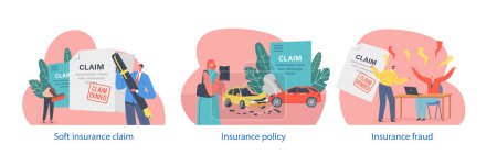 Illustration for Isolated Vector Elements With Characters Perform Soft Insurance Claim, Refers To Non-monetary Claims, Such As Repairing A Damaged Item, Or Covering Medical Expenses, Enhancing Customer Satisfaction - Royalty Free Image