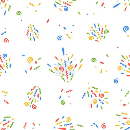 Illustration for Lively Seamless Pattern Adorned With Colorful Confetti, Adding A Festive And Vibrant Touch To Wrapping Paper, Wallpaper and Textile Design, Celebrations And Occasions. Cartoon Vector Illustration - Royalty Free Image
