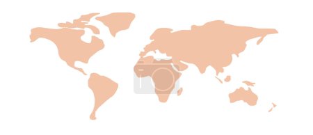Téléchargez les illustrations : Carte du monde minimaliste Silhouette, mettant en vedette les continents et les océans. Parfait pour les concepts mondiaux, les voyages et les conceptions liées à la géographie. Illustration vectorielle isolée sur fond blanc - en licence libre de droit