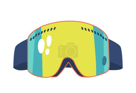 Téléchargez les illustrations : Les lunettes de neige sont des lunettes d'hiver essentielles, conçues pour protéger vos yeux des éblouissements de neige et des vents violents tout en offrant une vision cristalline sur les pentes. Illustration vectorielle de bande dessinée - en licence libre de droit