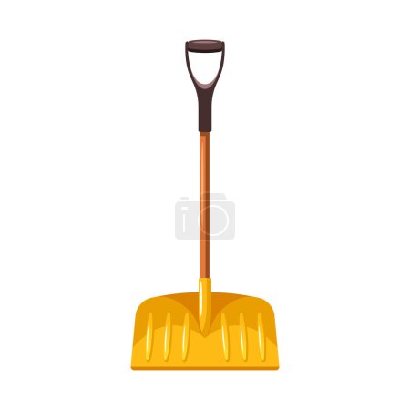 Illustration for Snowplow Shovel Designed For Effortless Snow Removal. Its Ergonomic Handle And Durable Blade Make Clearing Driveways A Breeze During Winter Storms. Sturdy Yellow Spade. Cartoon Vector Illustration - Royalty Free Image