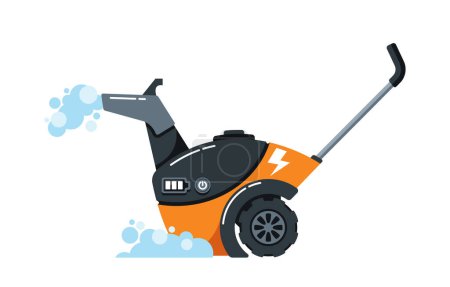Illustration for Robust Snowplow Machine, A Winter Hero With Its Powerful Blades And Relentless Drive, It Conquers Snow-covered Roads, Ensuring Safe Passage Through Icy Embrace Of Winter. Cartoon Vector Illustration - Royalty Free Image