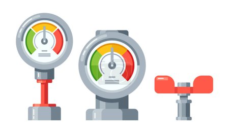 Illustration for Pipeline Manometer Is An Instrument That Measures And Displays Pressure Within A Pipeline, Aiding In Monitoring And Ensuring The Safe And Efficient Flow Of Fluids Or Gases. Cartoon Vector Illustration - Royalty Free Image
