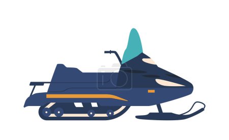 Ilustración de La moto de nieve es un vehículo motorizado para viajes de invierno, con esquís en la parte delantera y una pista de goma continua en la parte trasera para atravesar terrenos nevados, proporcionando transporte. Ilustración vectorial - Imagen libre de derechos